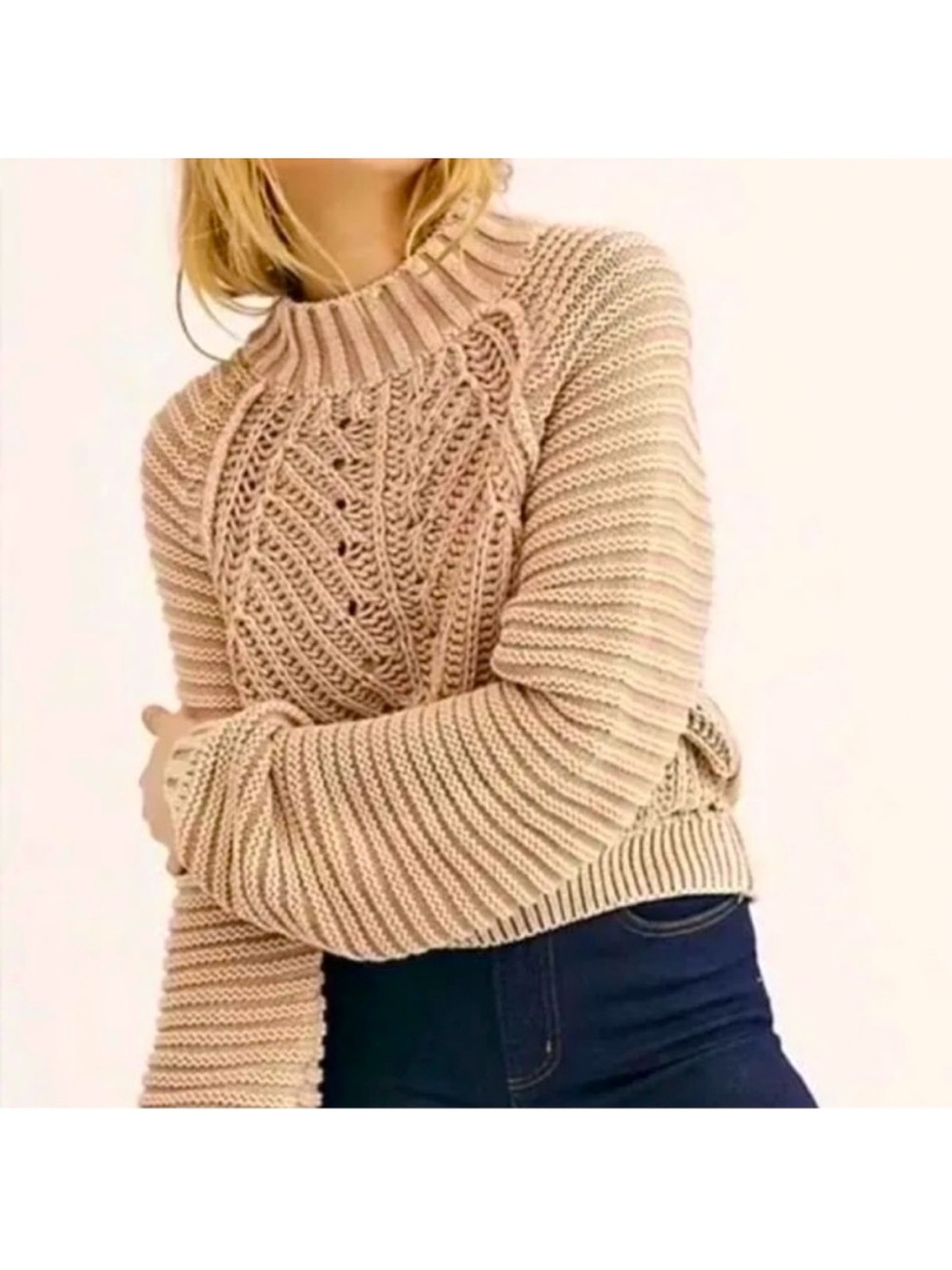 Free People Sweetheart Chunky Knit Sweater Size Large
